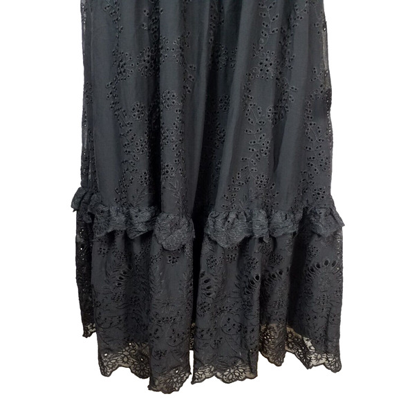 Lulus Women’s How Much I Love You Black Eyelet Tiered Midi Dress Size XS - Picture 5 of 8
